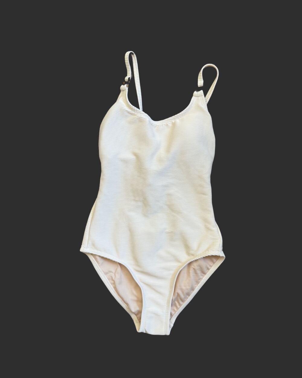 Kokakini Cream Ribbed Lace-Up One Piece Swimsuit Size S NWOT